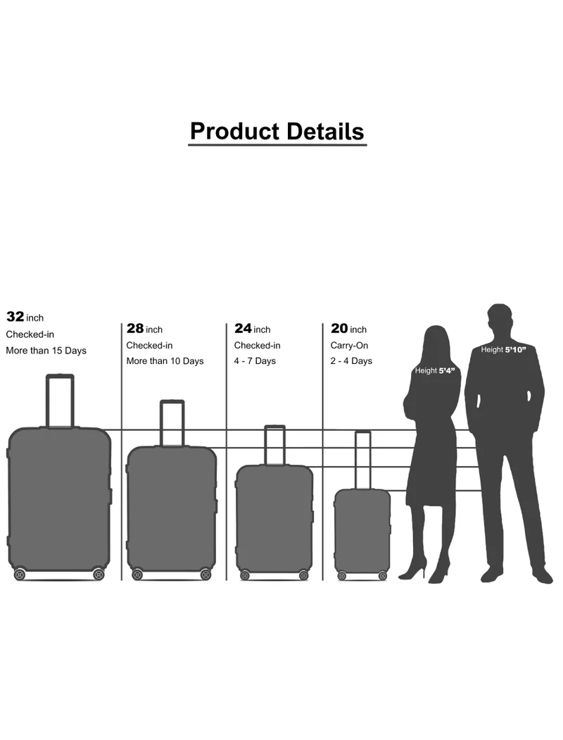 SENATOR Olive Green Hard Case Travel Bag Trolley Luggage Set of 4 ABS Lightweight Suitcase with 4 Spinner Wheels A1012 Olive  | Best Price UAE